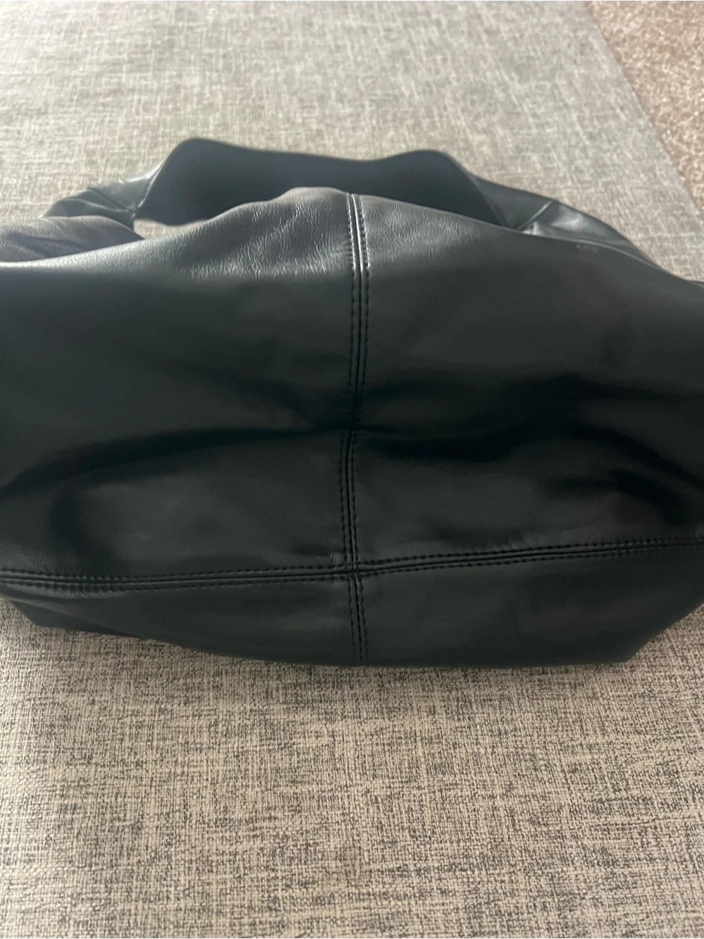 Express Black Ruched Faux Leather Slouch Hobo Shoulder Bag
